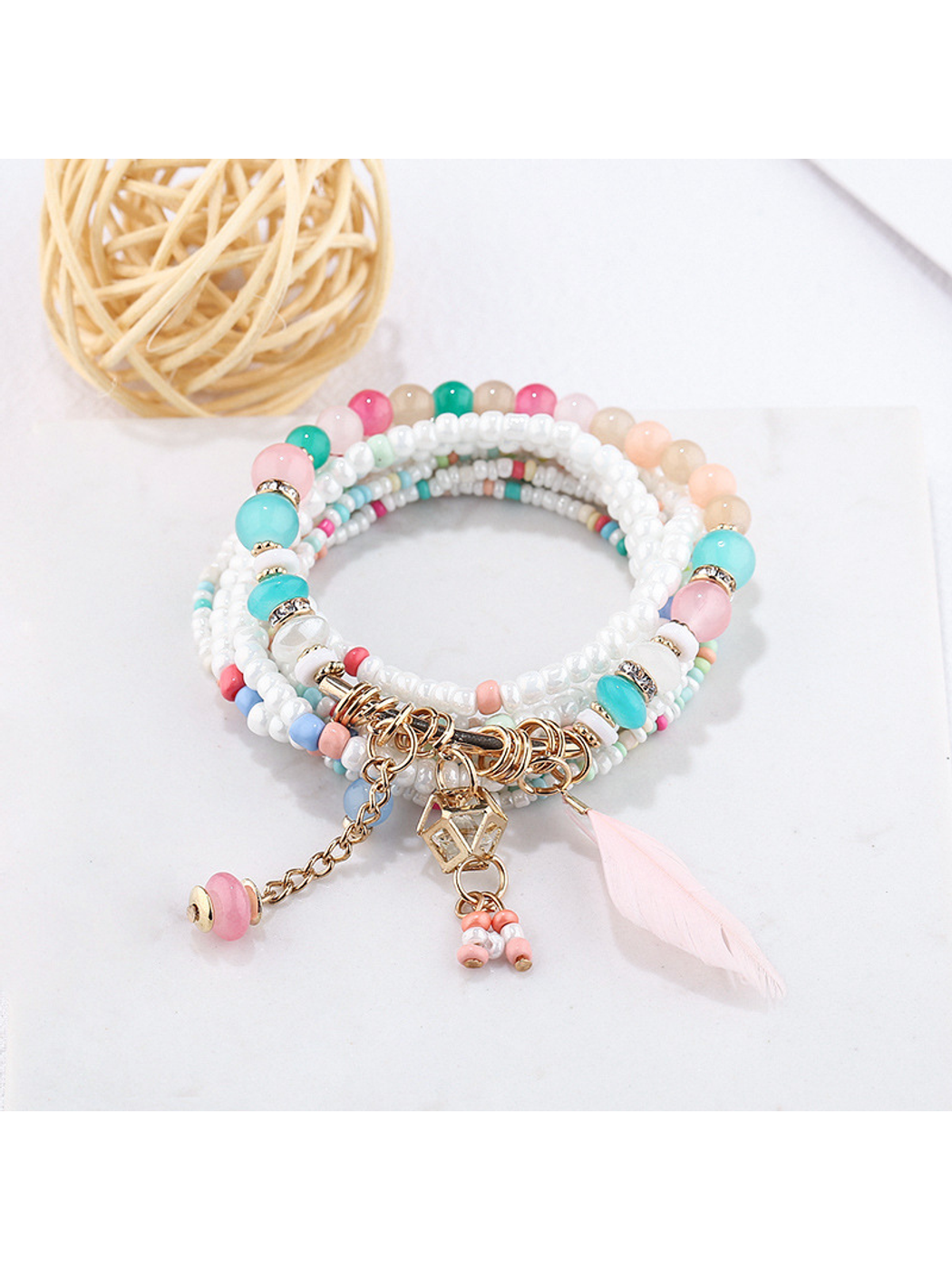Lovra - Bohemian Multilayer Beaded Pendant Bracelet