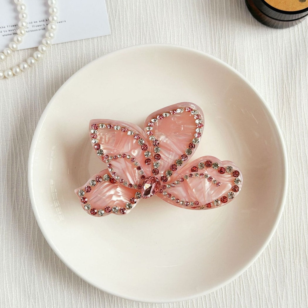 Beau - Alloy Trim Flower Acetate Hair Claw Clip