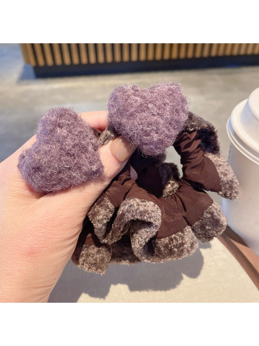 Gifty - Color Block Heart-pattern Scrunchie