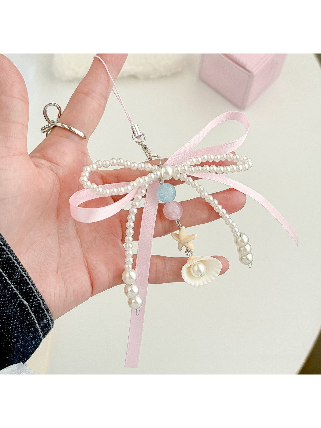 Keypus - Polyester Alloy Plastic Bow Bag Charm Keychain