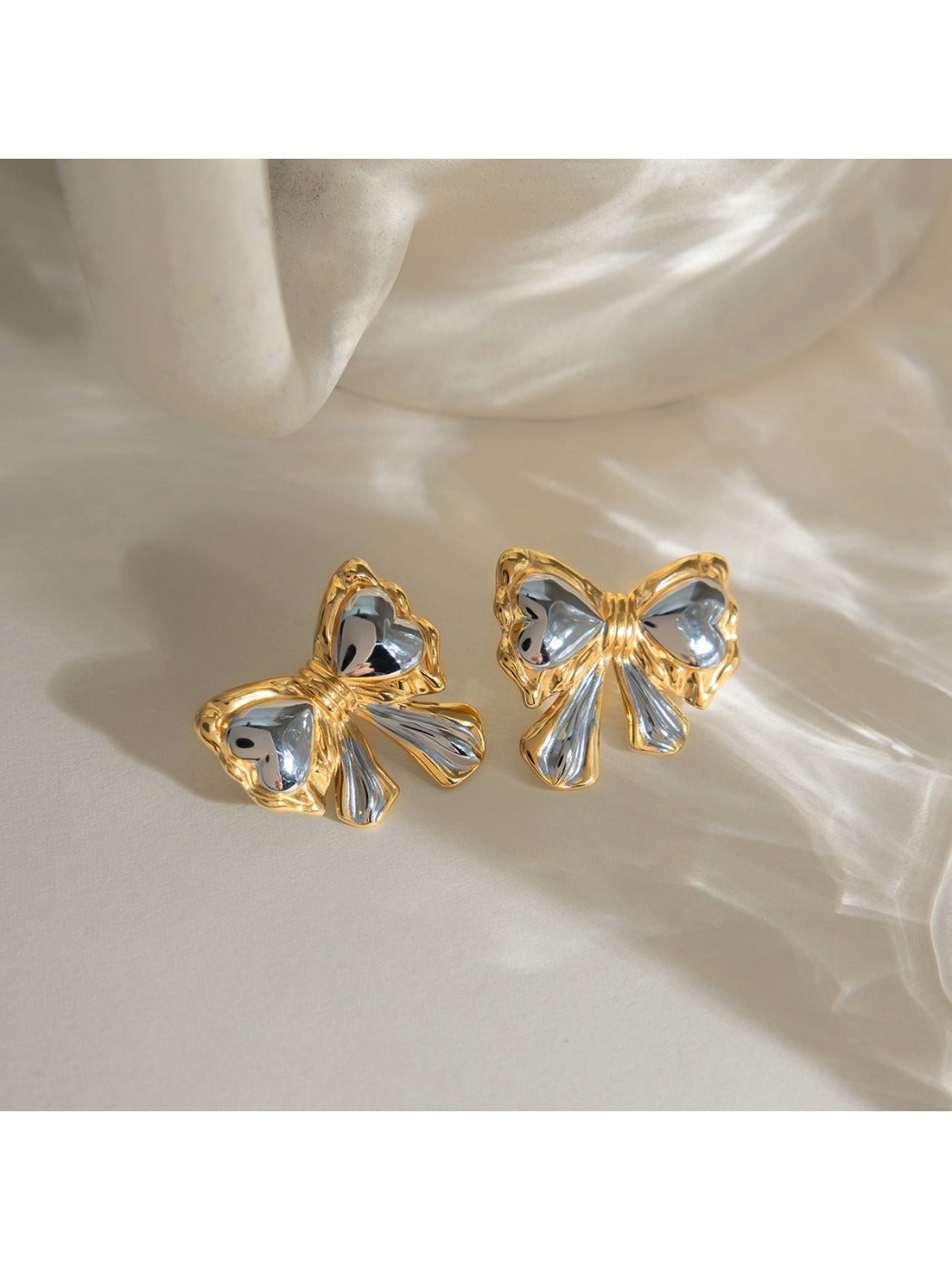 Earedge - Two-Tone Butterfly Stud Earrings