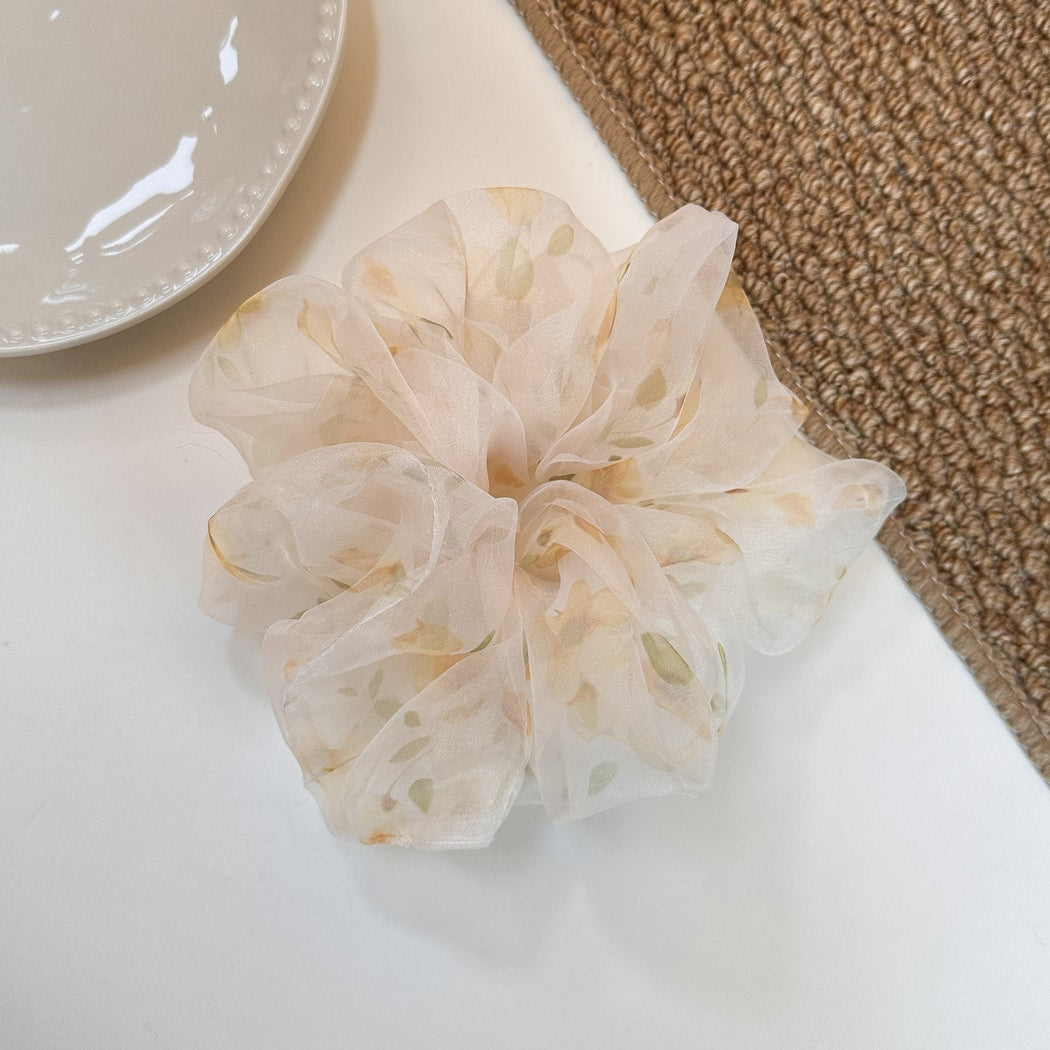 Gifty - Soft Floral Print Polyester Mesh Scrunchie