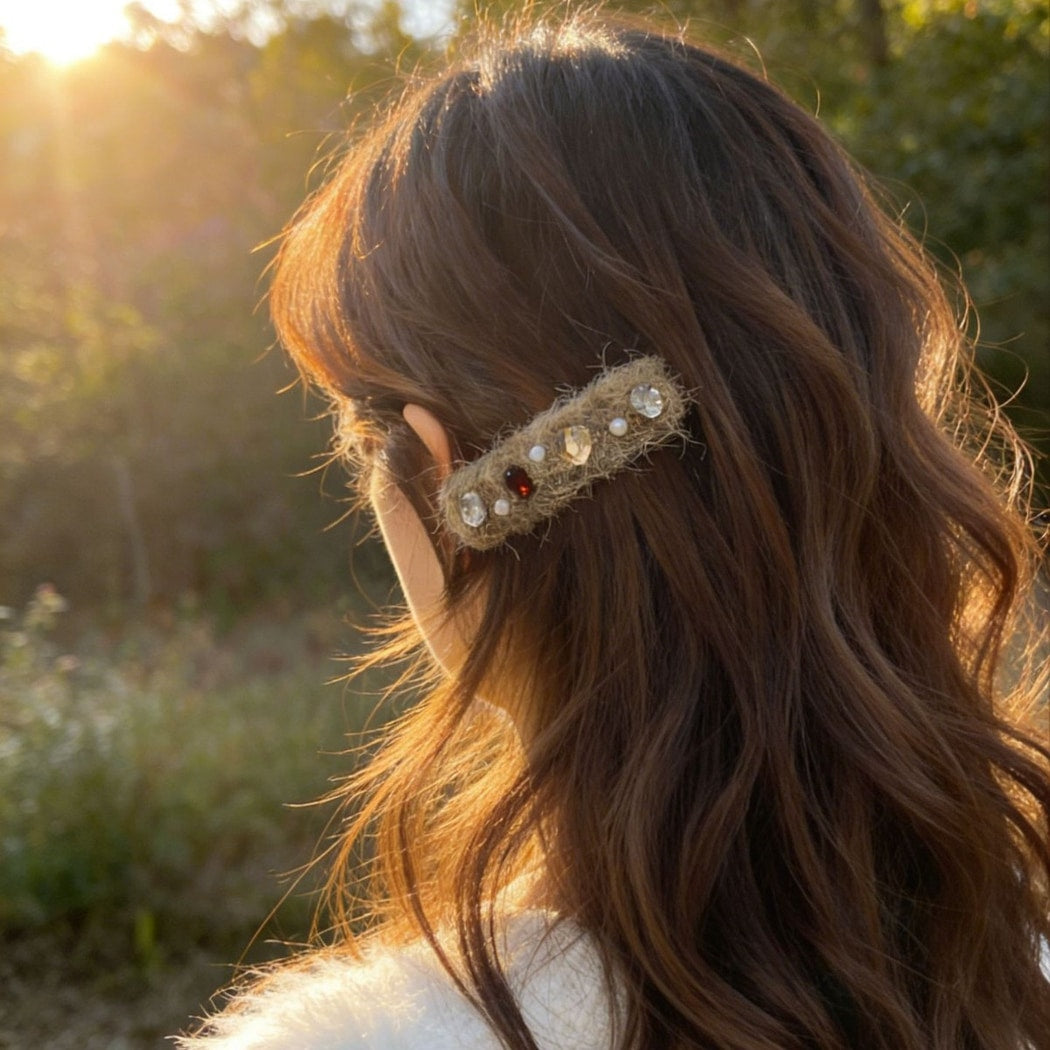 Beau - Elegant Brown Plush Textured Hair Clip