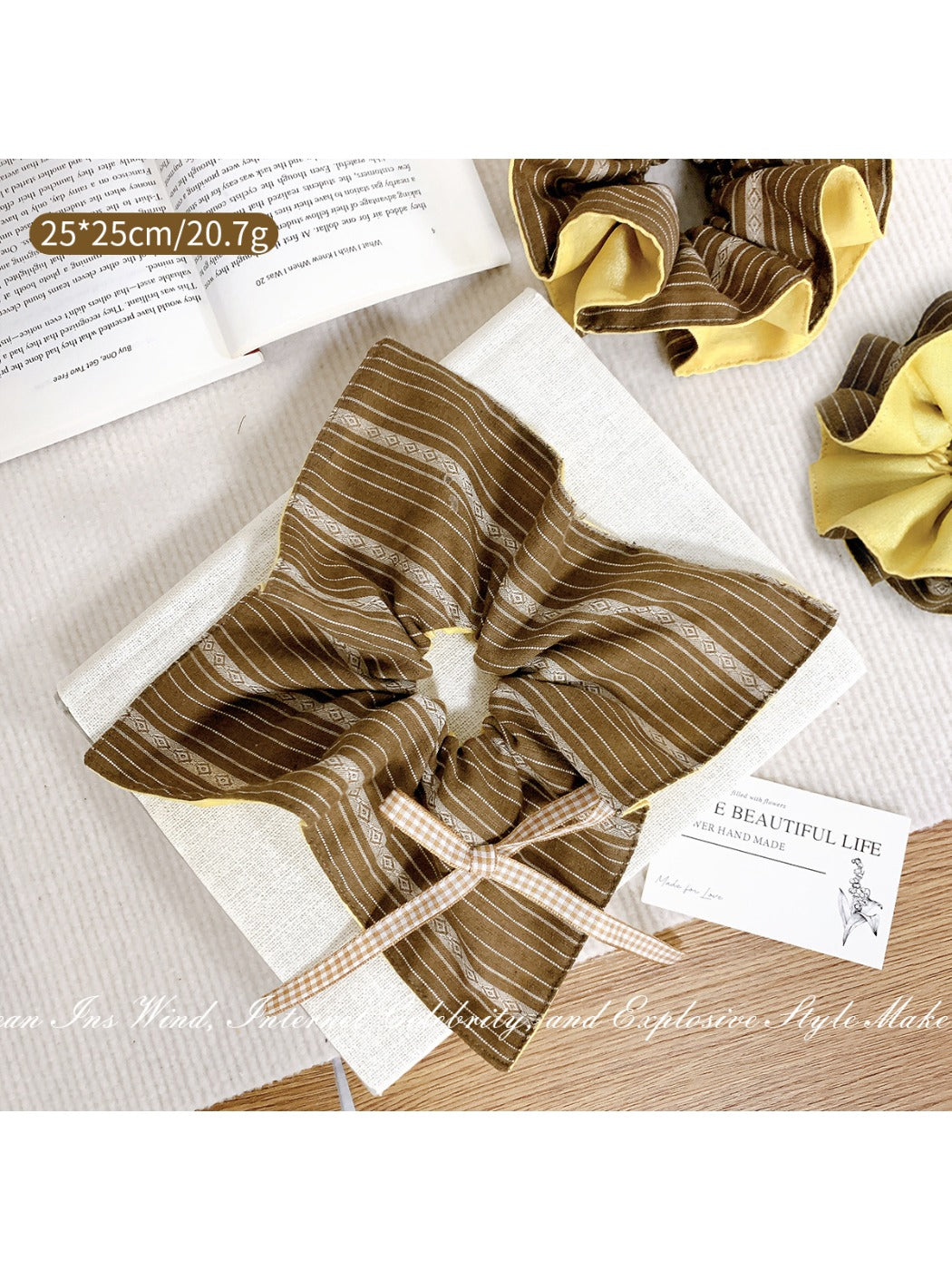 Gifty - Yellow Coffee Striped Hair Ring