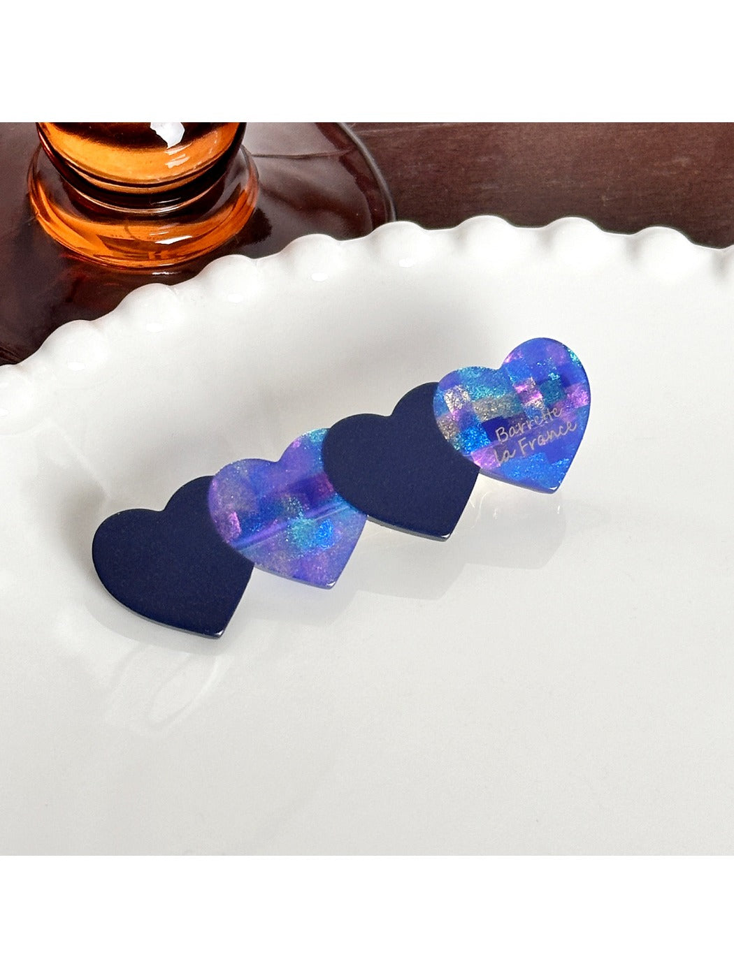 Beau - Acetate Heart-shaped Color Blocked Hair Clip