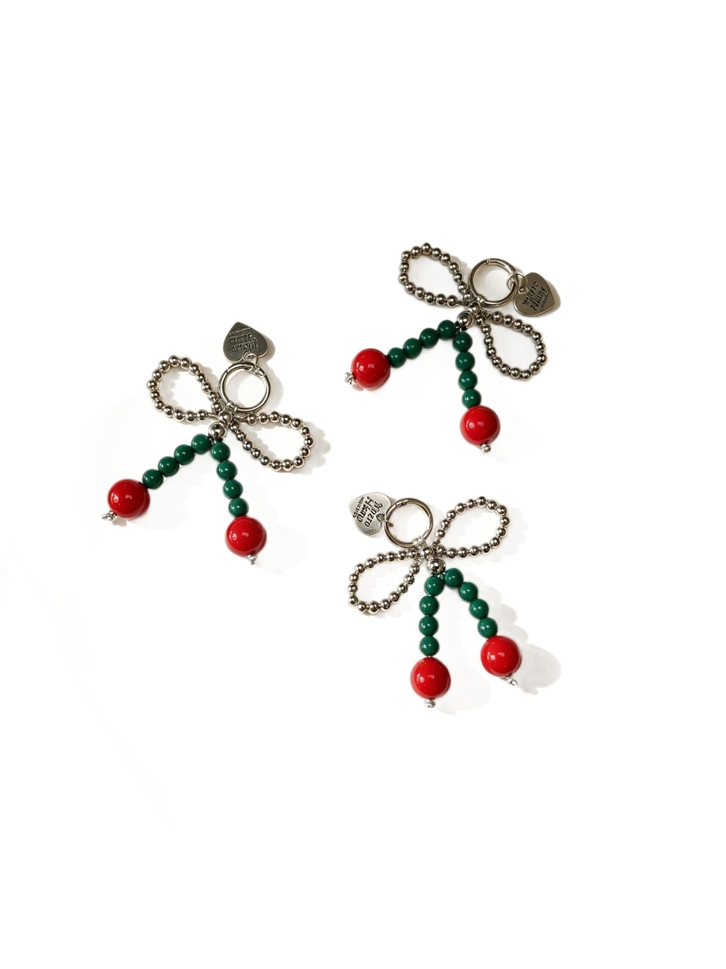 Keypus - Cherry Beaded Heart Loop Keychain Bag Charm