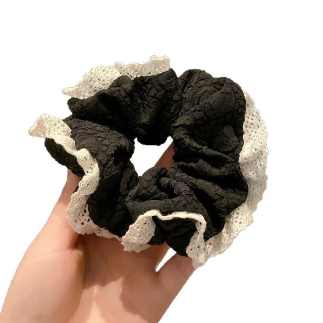 Gifty - Retro Lace Ruffle Fabric Hair Scrunchie
