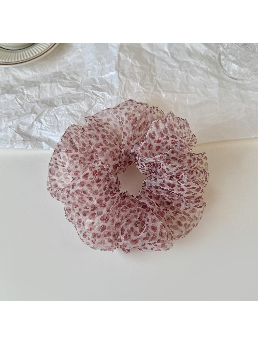 Gifty - Floral Print Ruffled Organza Look Scrunchie