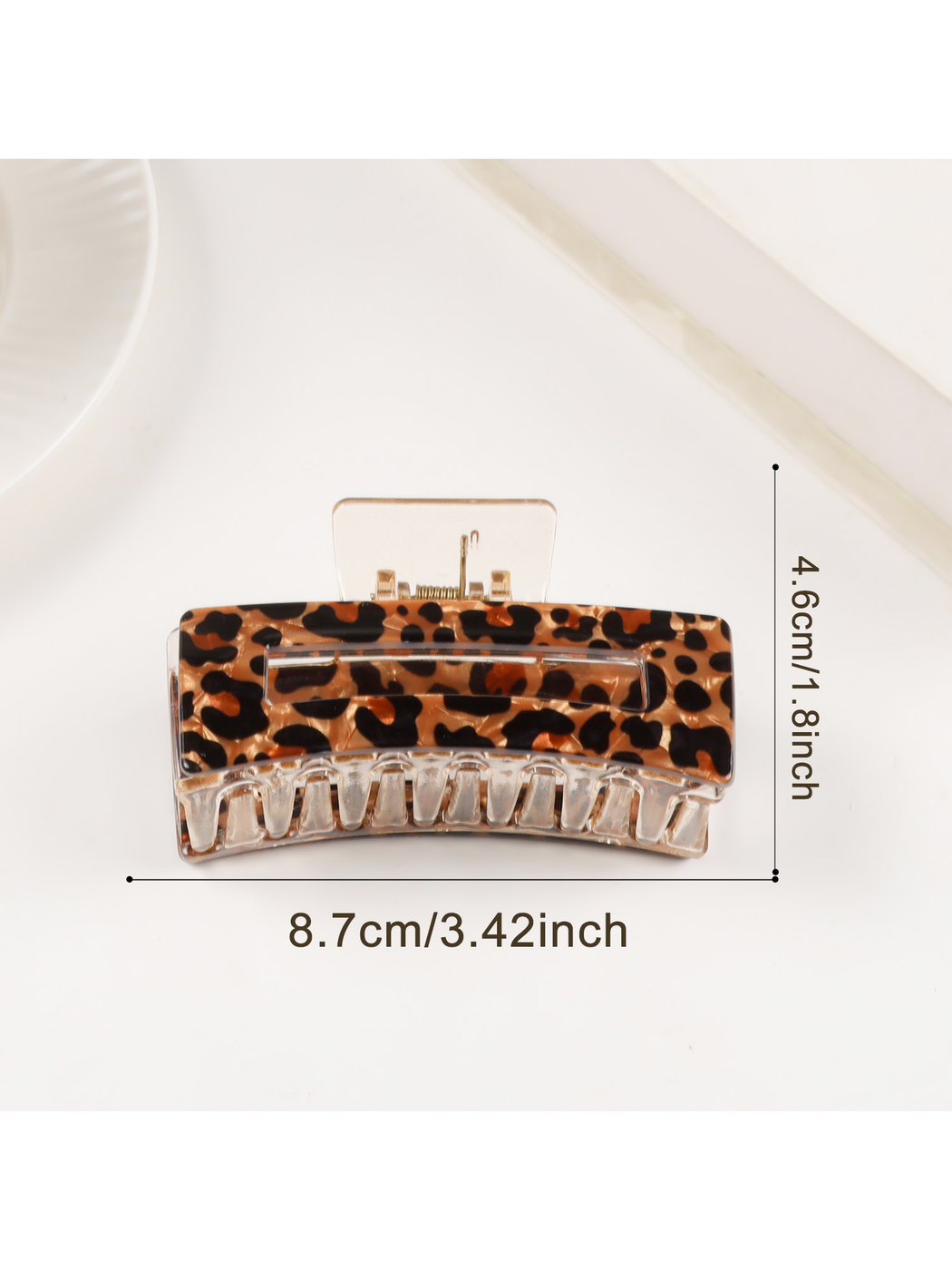 Beau - Vintage Leopard Print Curved Claw Clip