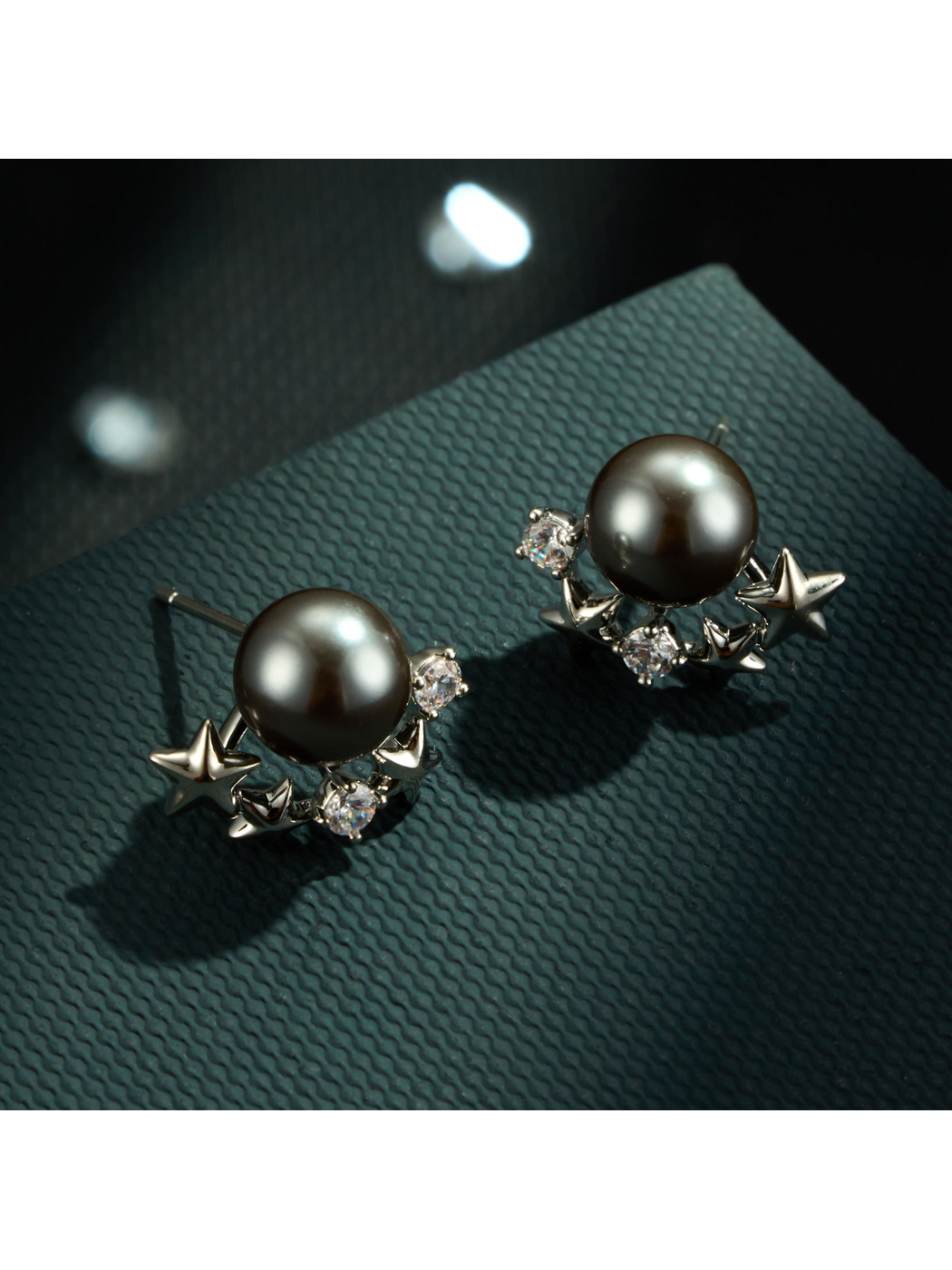 Earedge - Gray Starburst Style Alloy Stud Earrings