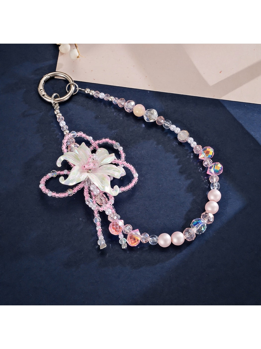 Keypus - Sculpted Iris Flower Beaded Bag Charm Keychain