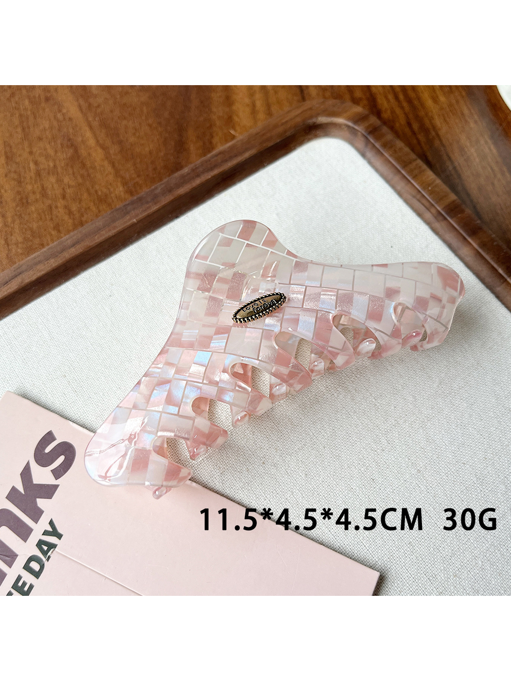 Beau - Iridescent Checkered Faux Acetate Claw Clip