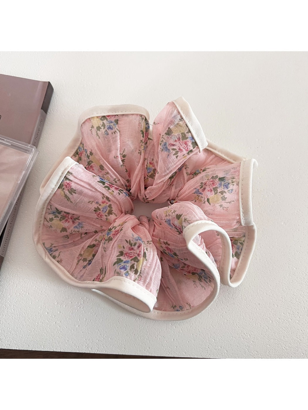 Gifty - Ruffled Small Floral Trim Scrunchie
