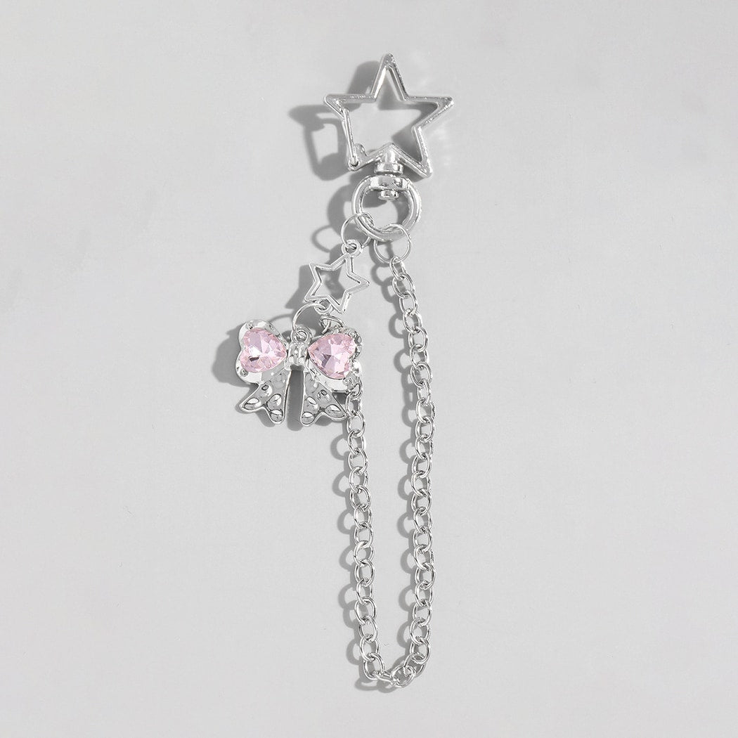 Keypus - Hollow Star and Heart Pendant Keychain