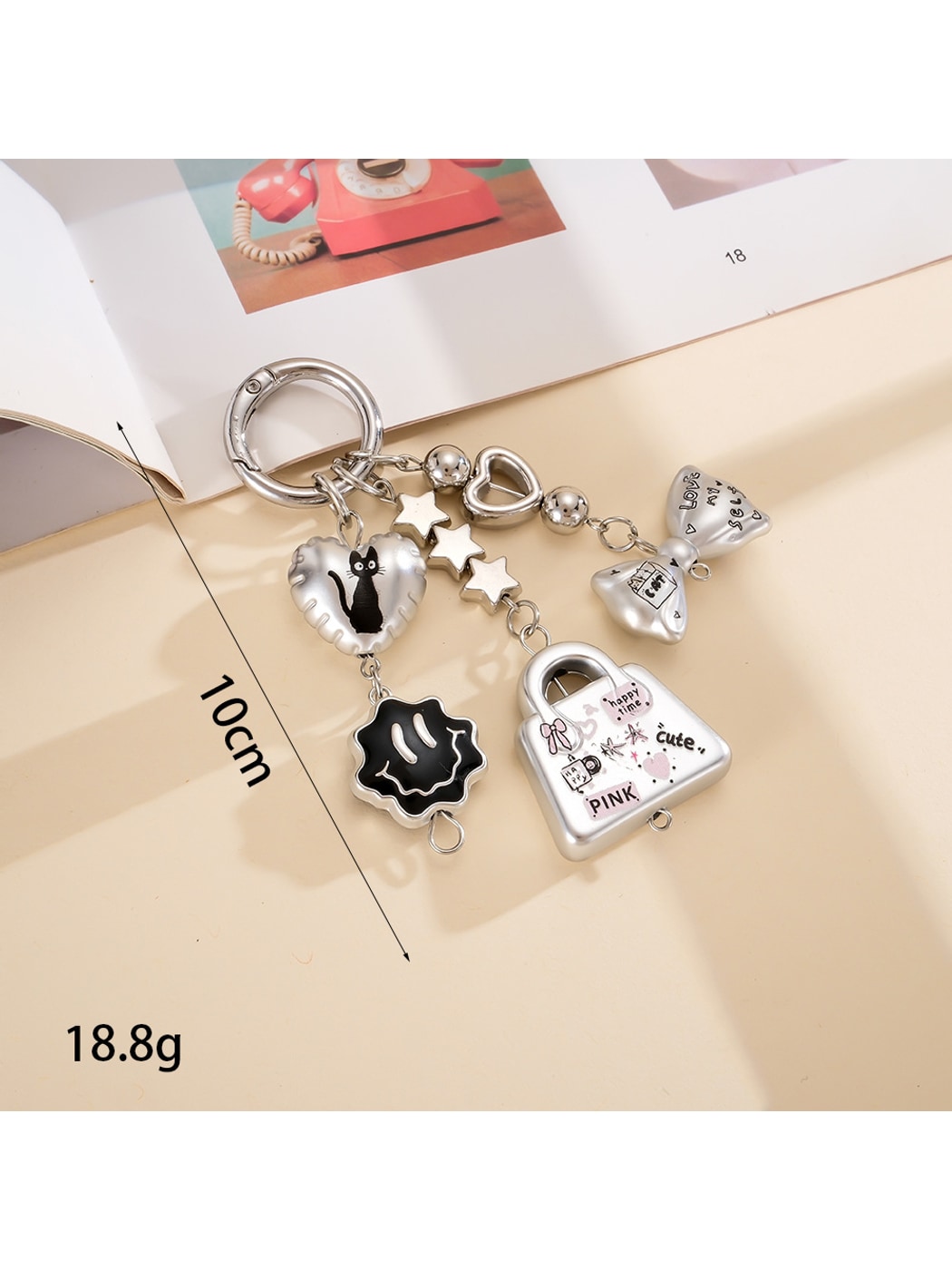 Keypus - Acrylic Alloy Bag and Bow Pendant Keychain