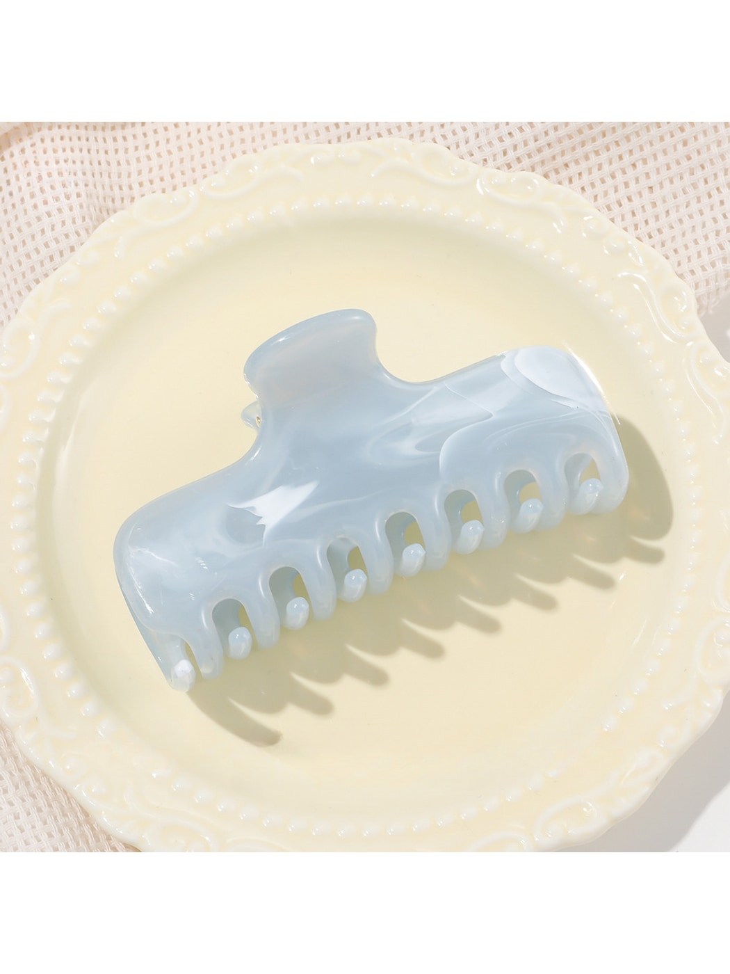 Beau - Marbled Plastic Flat Profile Hair Claw Clip