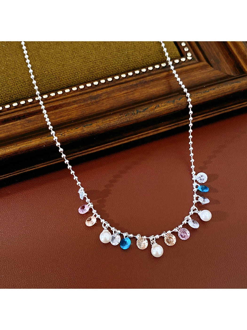 Nozari - Round Bead Synthetic Zirconia Accent Alloy Necklace