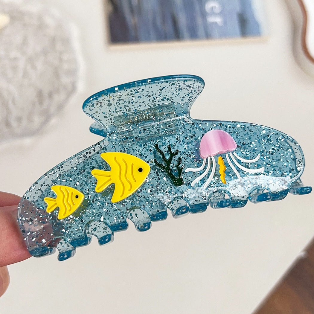 Beau - Translucent Acetate Ocean Motif Claw Clip