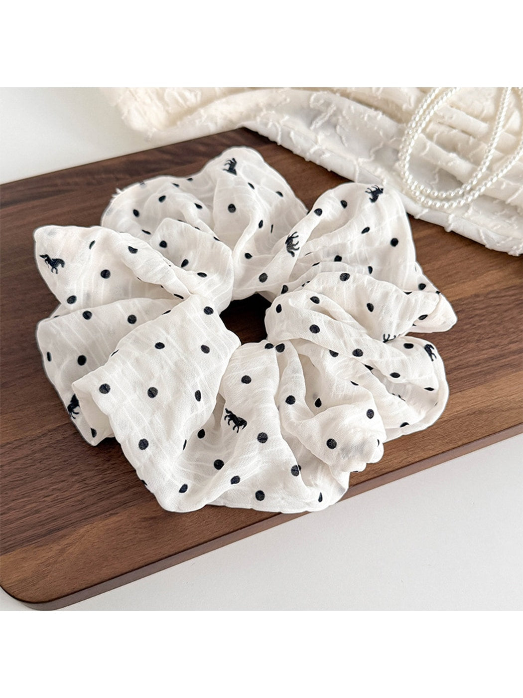 Gifty - Polka Dot Ruched Polyester Scrunchie