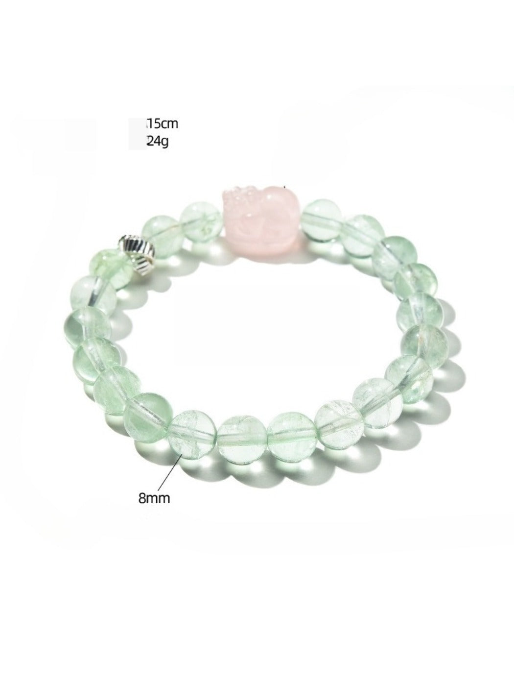 Lovra green fluorite bracelet worn on wrist showcasing natural green hues