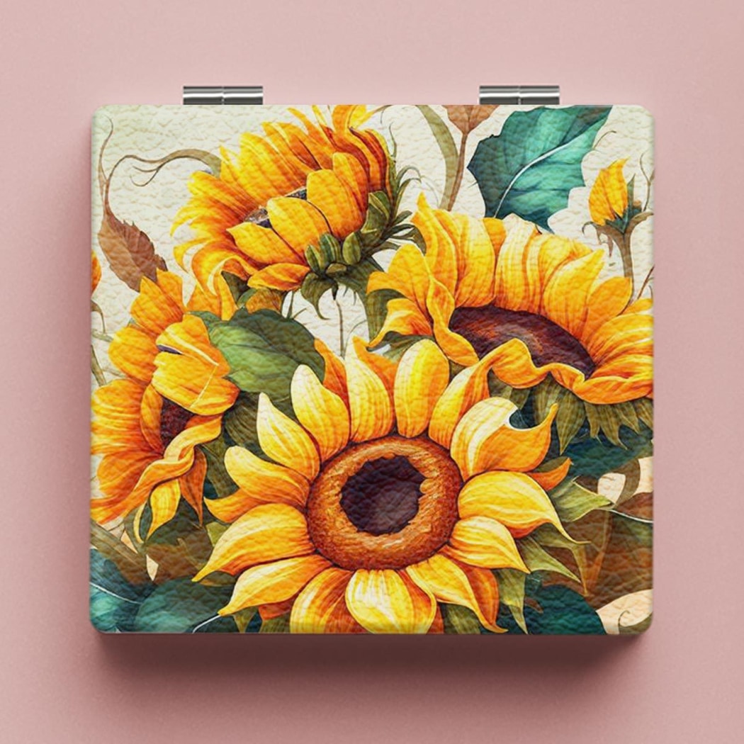 Mirroray - Portable Printed Flower Compact Vanity Mirror