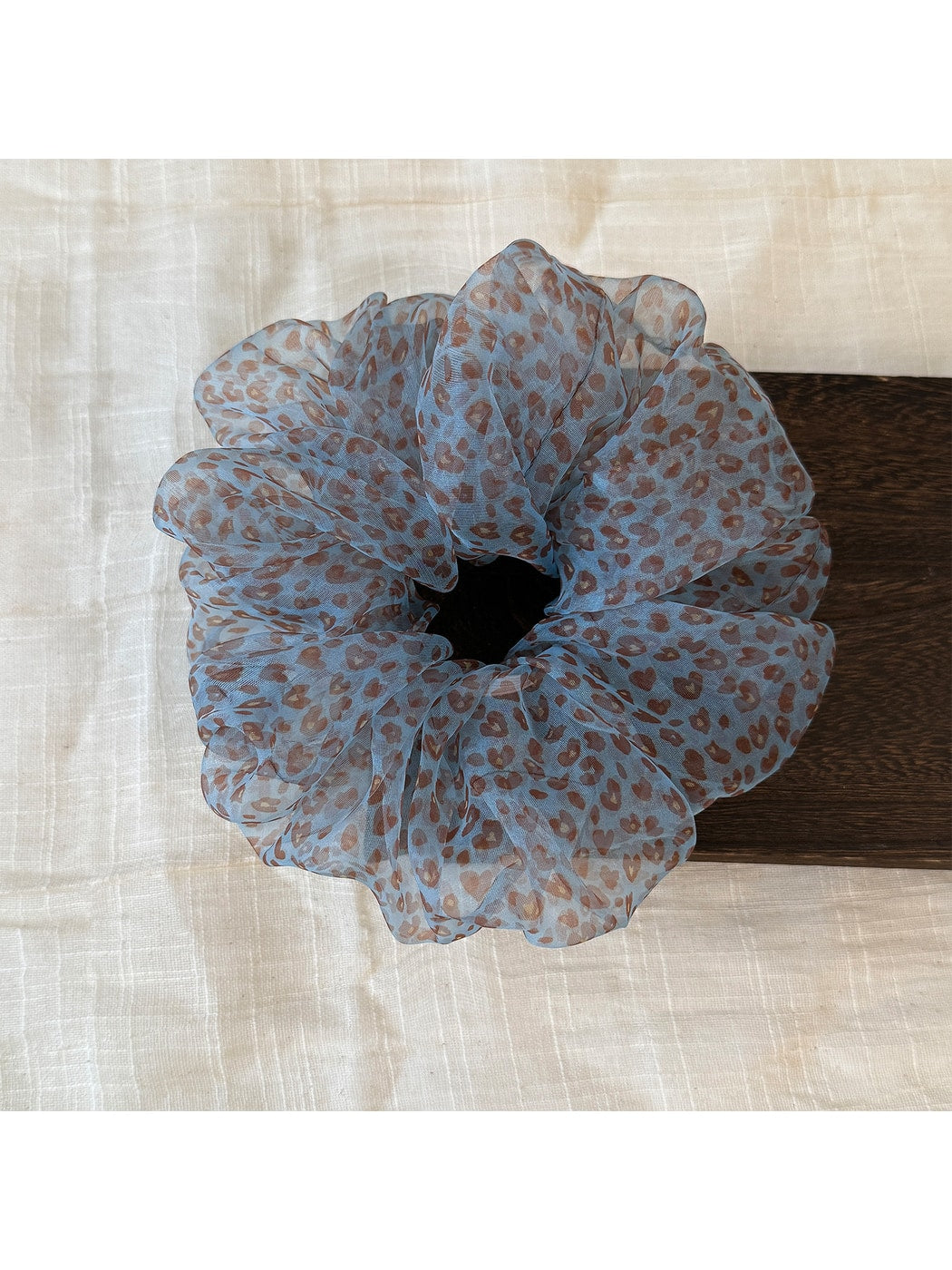 Gifty - Printed Polyester Mesh Ruffled Scrunchie