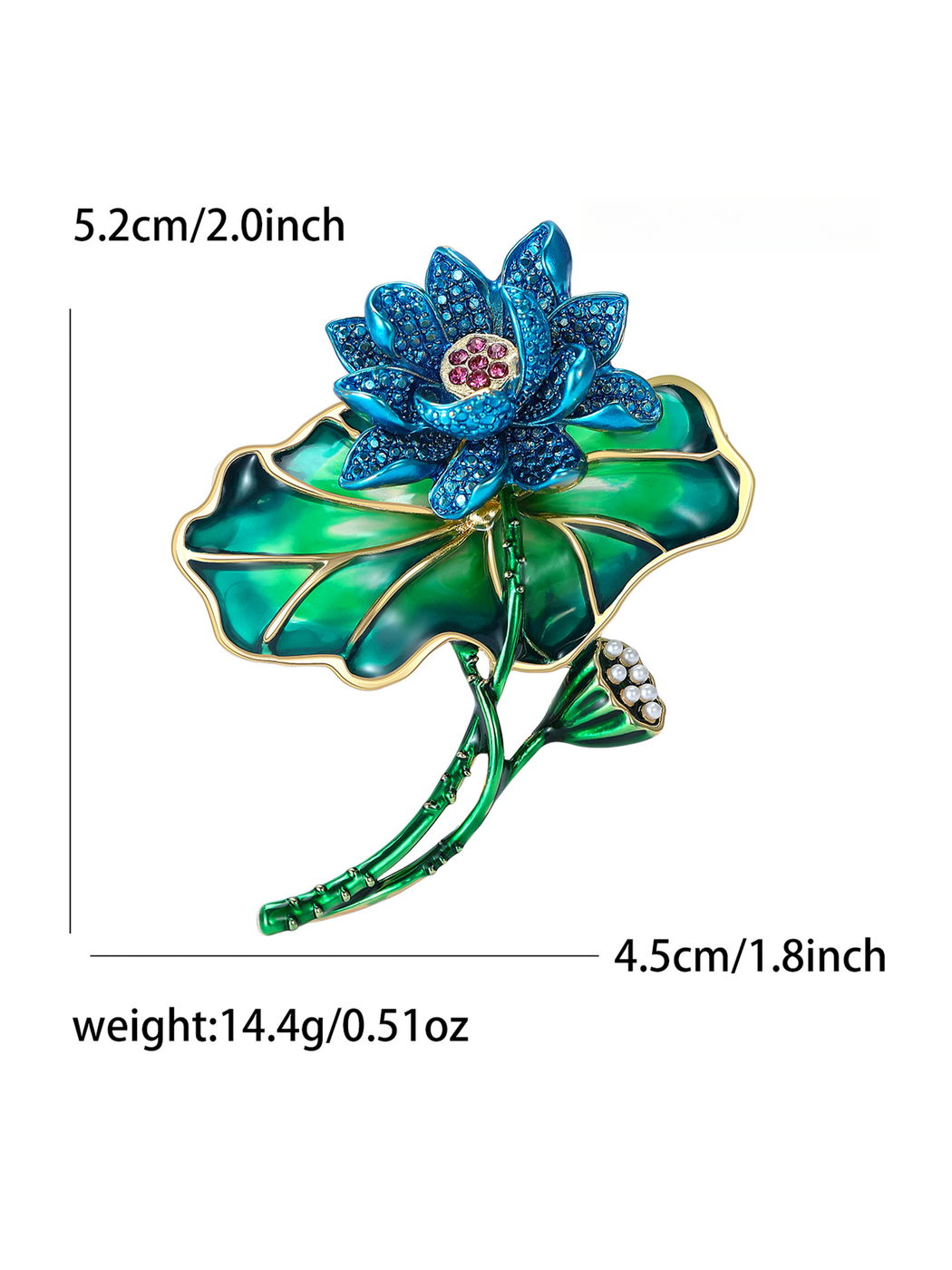 Brovia - Lotus Flower Rhinestone Alloy Brooch