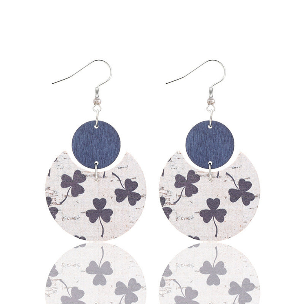 Earedge - Black Floral Round Earrings 11953