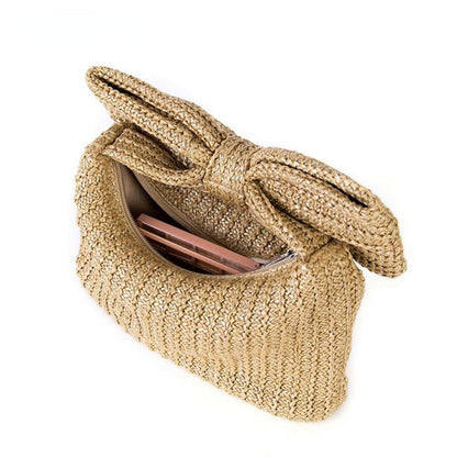 Bacio - Woven Wristlet Clutch with Bow Detail