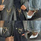 Brovia - Layered Draped Chain Safety Pin Brooch, overview