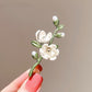Brovia - White Magnolia Branch Brooch
