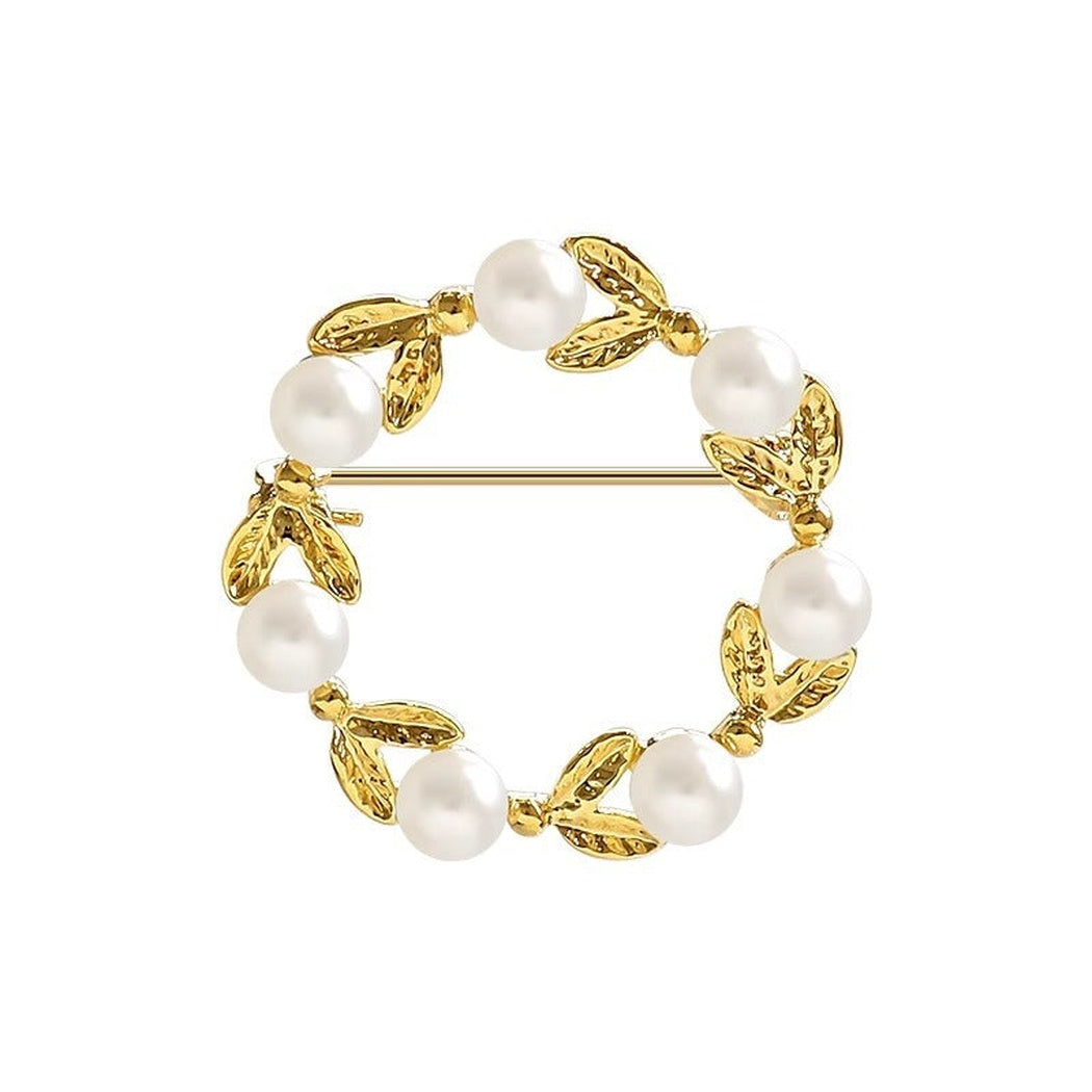 Brovia - Round Leaf Wreath Brooch