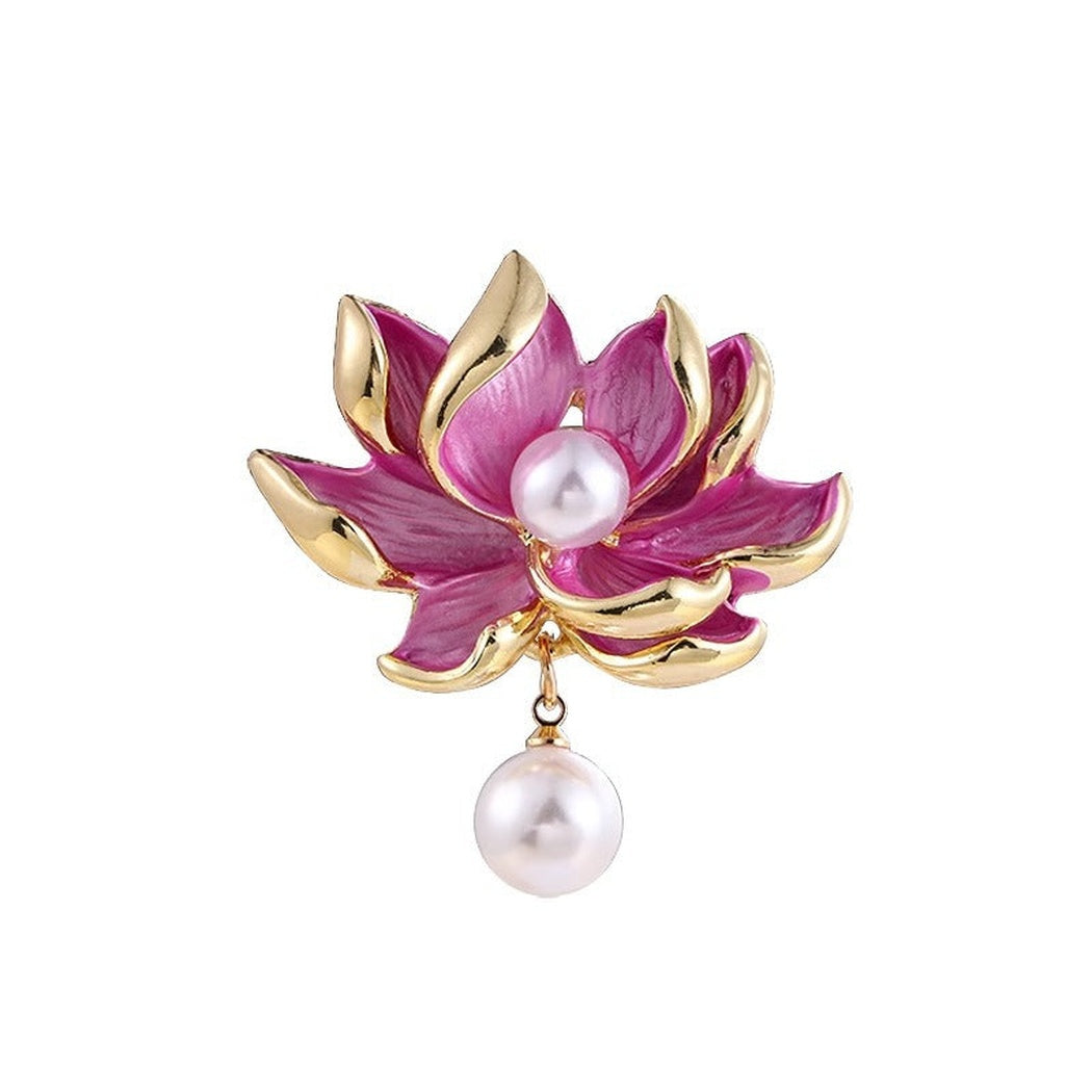 Brovia - Pink Lotus Drop Brooch