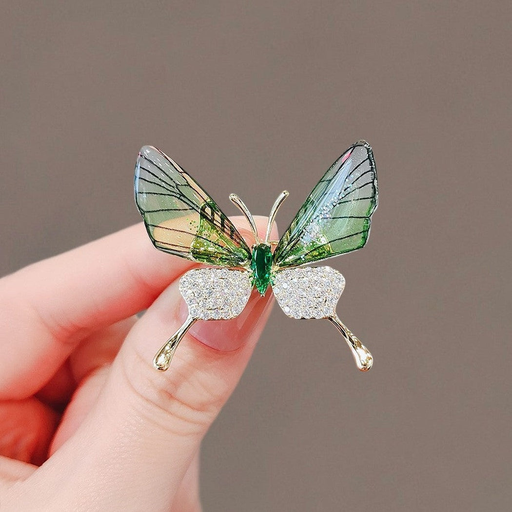 Brovia - Translucent Wing Butterfly and Bee Brooch