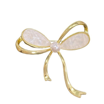 Brovia - White Ribbon Bow Brooch
