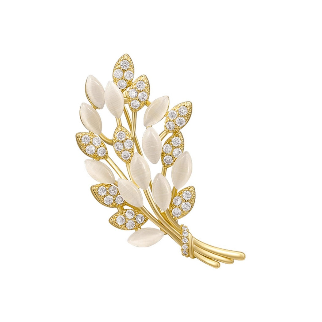 Brovia - White Wheat Branch Brooch