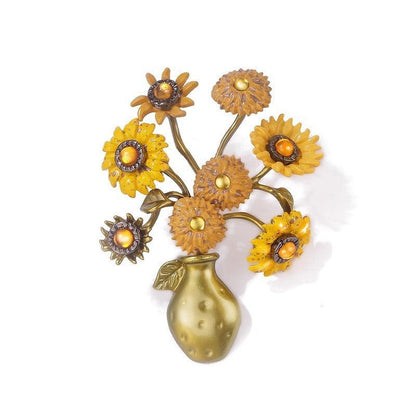 Brovia - Sunflower Vase Brooch