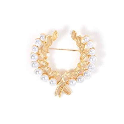 Brovia - Gold Wheat Wreath Brooch