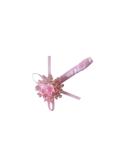 Beau - Floral Beaded Ribbon Barrette Hair Clip