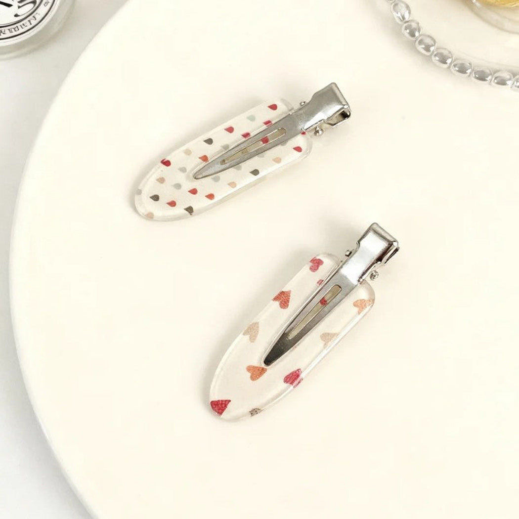 Beau - Heart Raindrop Print Snap Hair Clip, overview