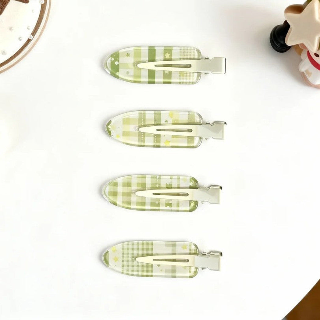 Beau - Green Plaid Star Hair Clip, overview