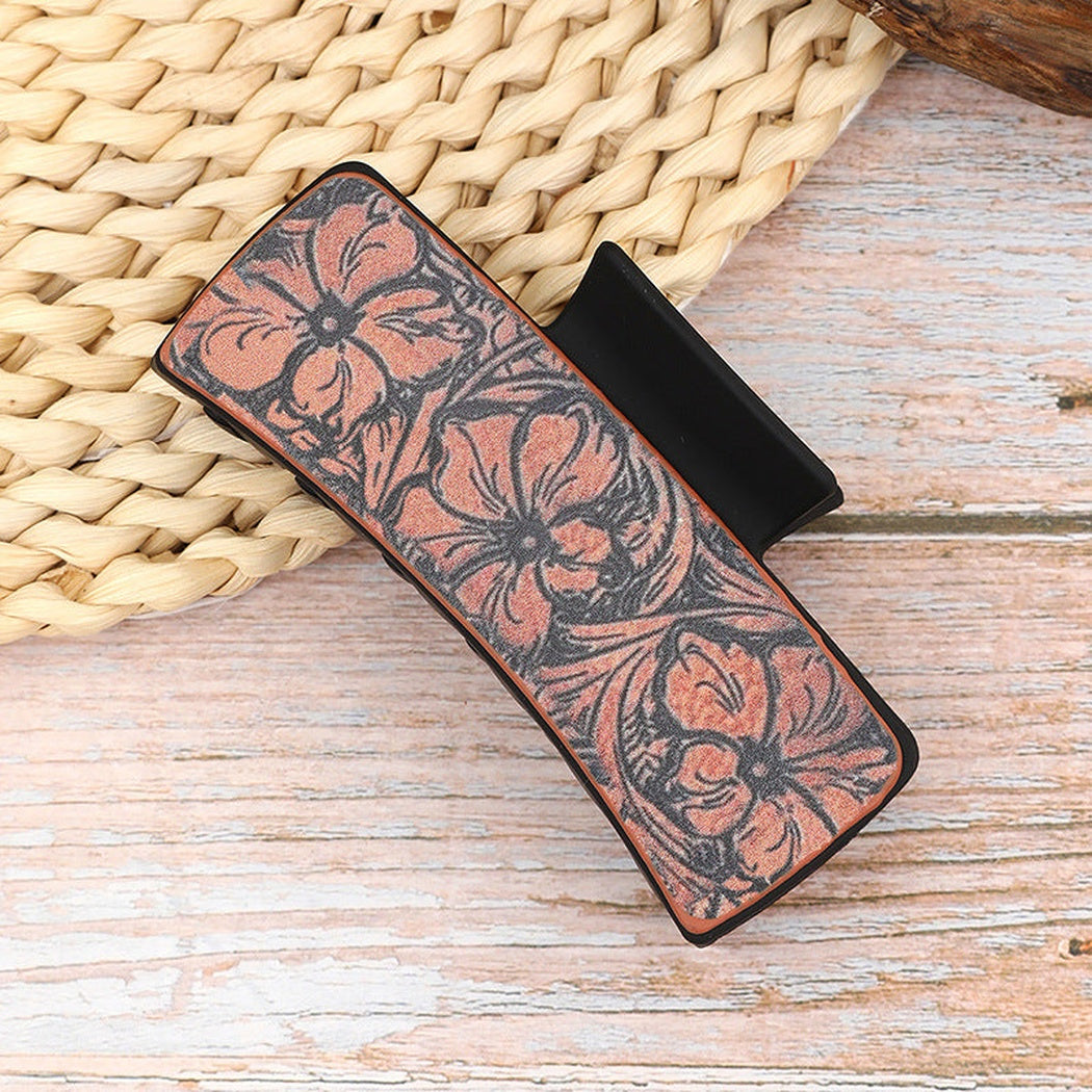 Vintage western print hair claw - floral alternate view