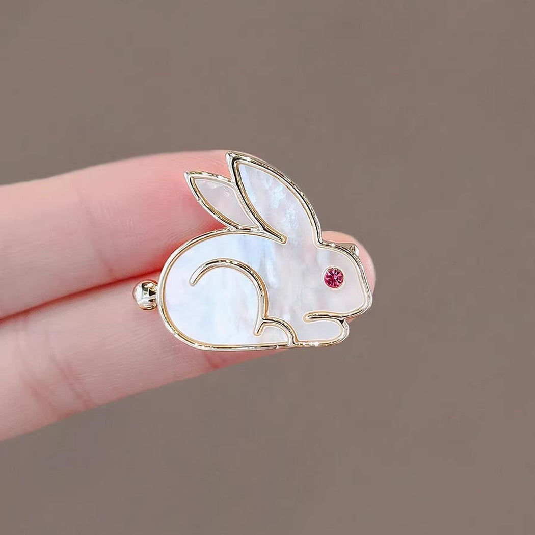 Brovia - White Rabbit Outline Brooch - view 2