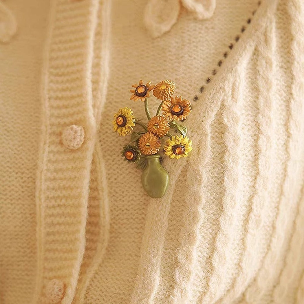 Brovia - Sunflower Vase Brooch - view 2
