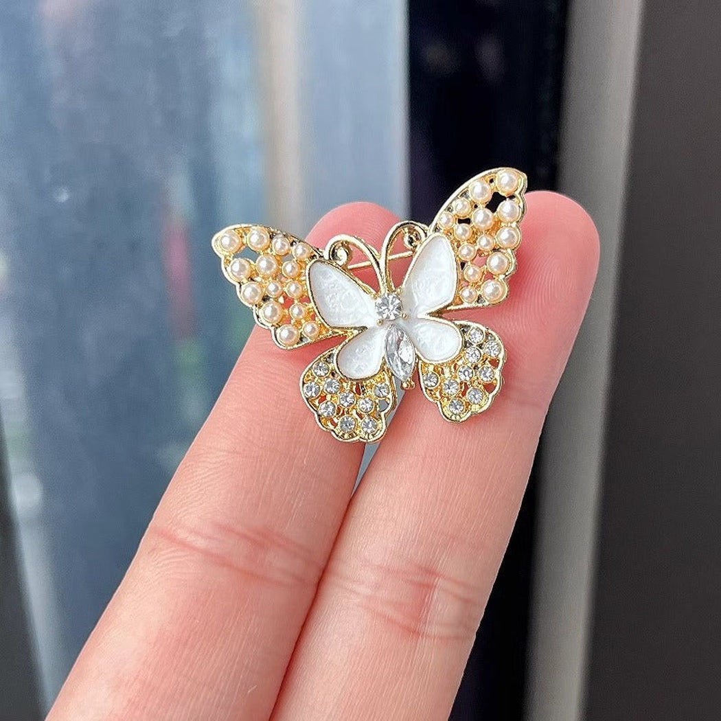 Brovia - White Layered Butterfly Brooch - view 2