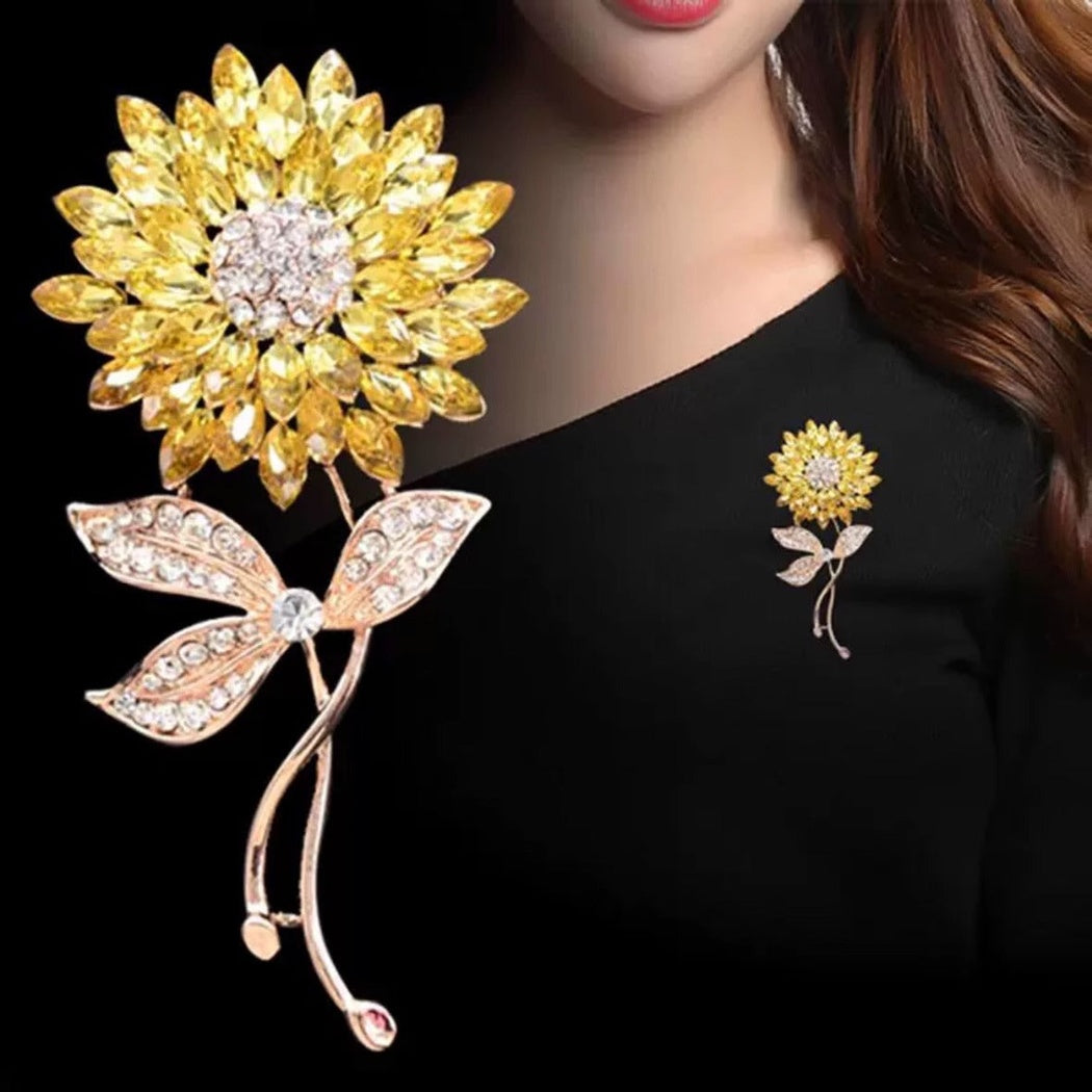 Brovia - Sunflower Leaf Stem Brooch - view 2