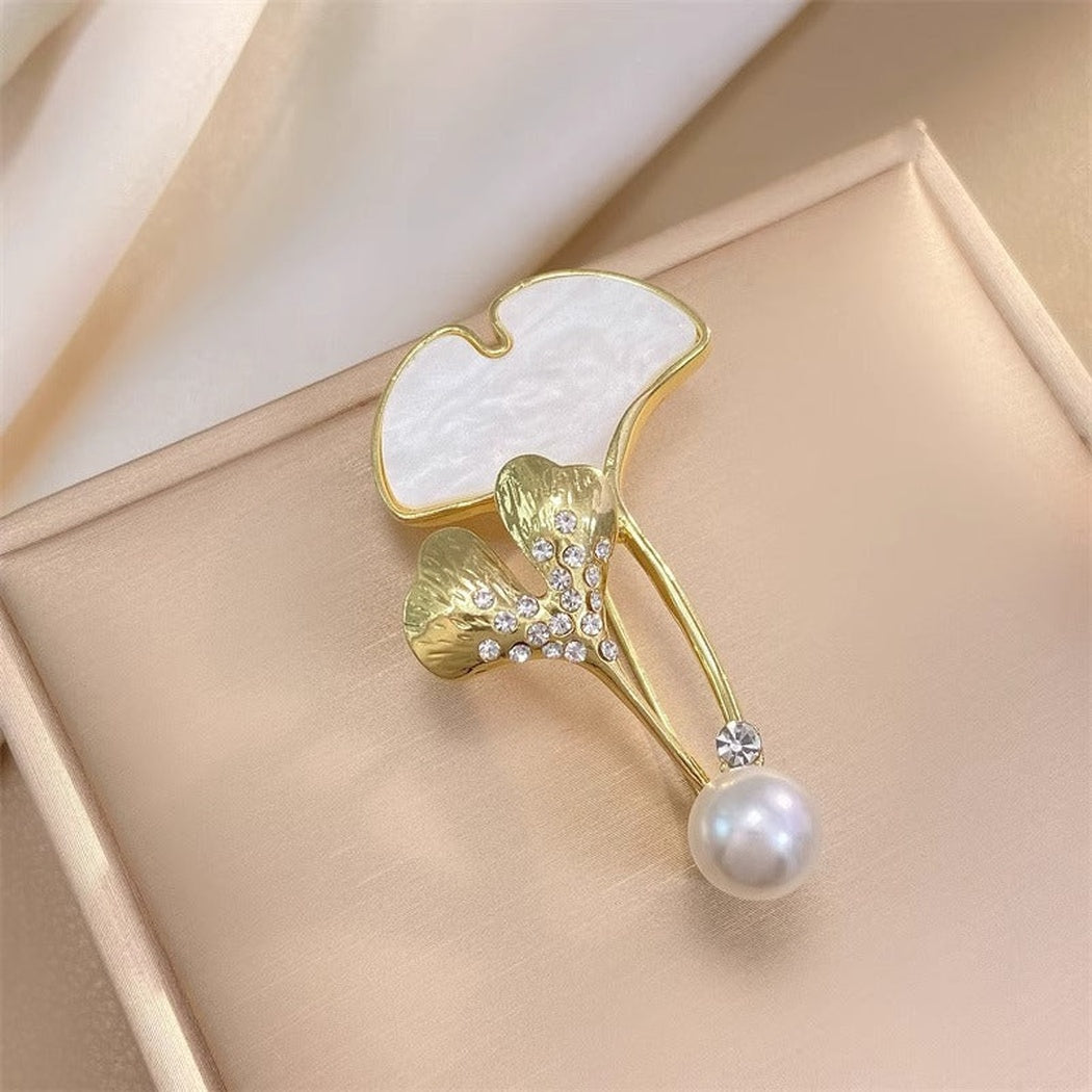 Brovia - Ginkgo Leaf Drop Brooch - view 2