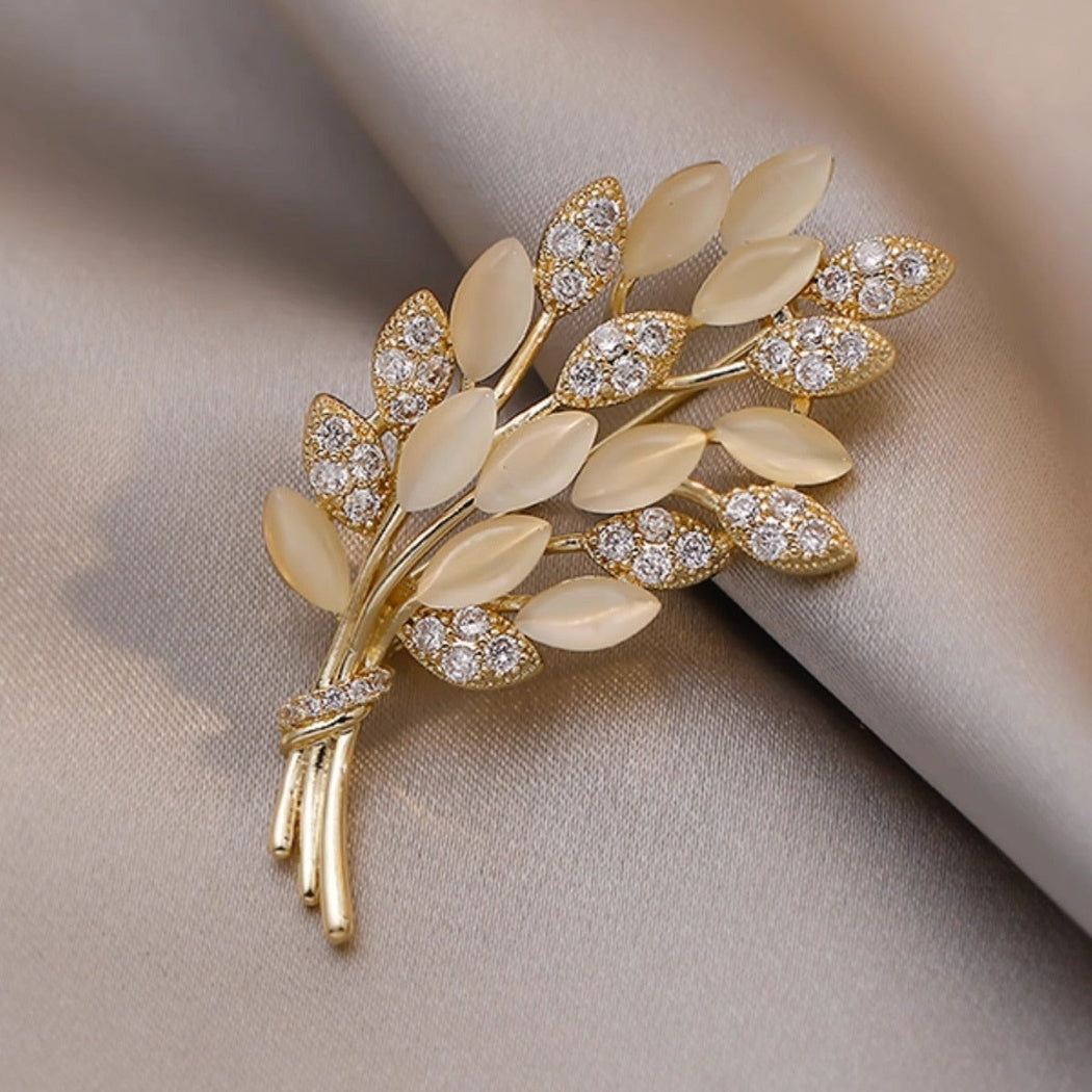 Brovia - White Wheat Branch Brooch - view 2