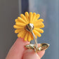 Brovia - Yellow Sunflower Stem Brooch - view 2
