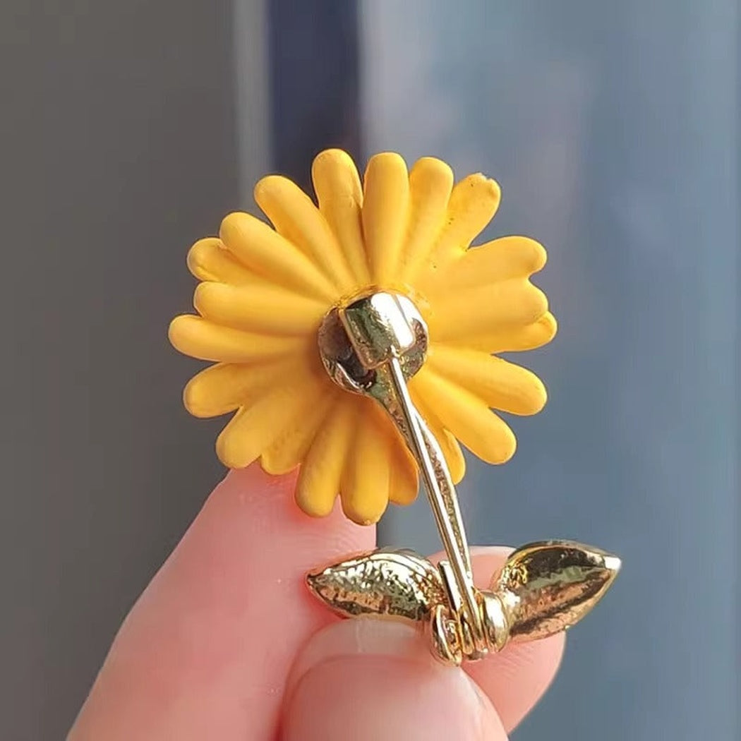 Brovia - Yellow Sunflower Stem Brooch - view 2